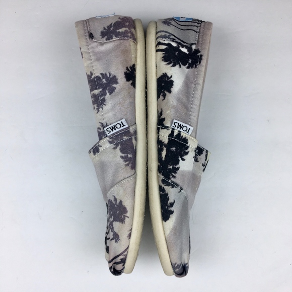 TOMS Palm Tree Gray Black Slip On Shoes Size 7 - Picture 4 of 8